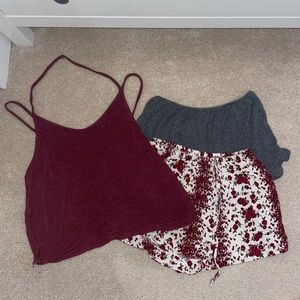 2 BRANDY MELVILLE SHORTS AND 1 TANK TOP